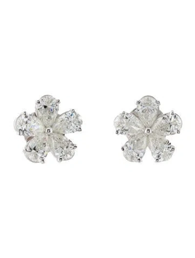 Pre-owned Earrings 18k 2.39ctw Diamond Floral Stud  In Multi
