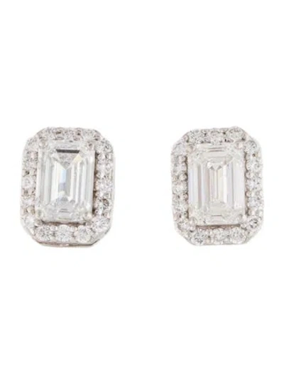 Pre-owned Earrings 18k 2.40ctw Lab-grown Diamond Halo Stud  In Multi