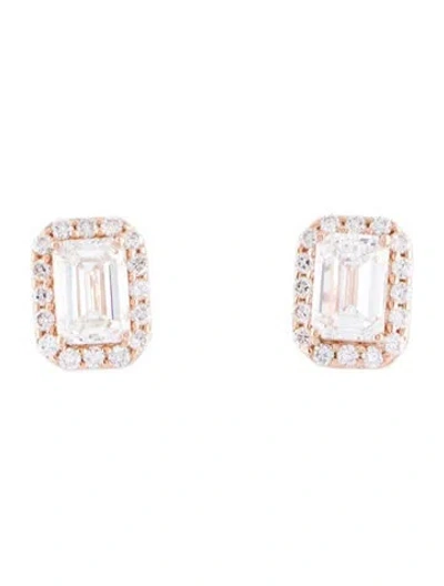 Pre-owned Earrings 18k 2.40ctw Lab-grown Diamond Halo Stud  In Multi