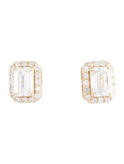 Pre-owned Earrings 18k 2.40ctw Lab-grown Diamond Halo Stud  In Multi