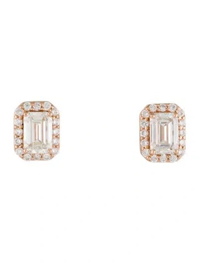 Pre-owned Earrings 18k 2.40ctw Lab-grown Diamond Stud Halo  In Multi