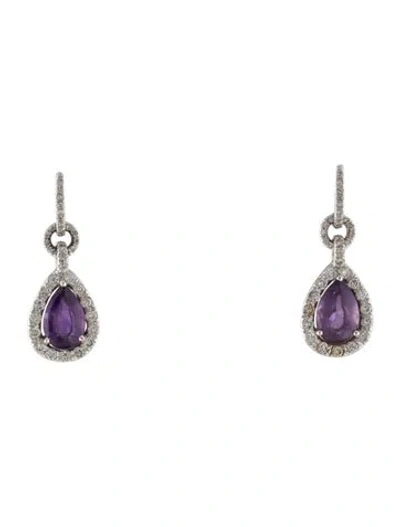 Pre-owned Earrings 18k 2.45ct Amethyst & Diamond Drop  In Multi
