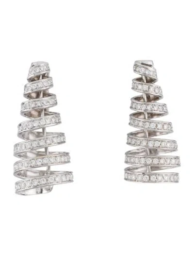 Pre-owned Earrings 18k 2.46ctw Diamond Spiral Clip-on  In Multi