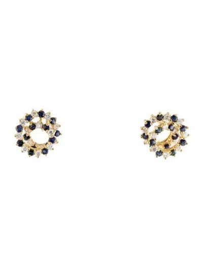 Pre-owned Earrings 18k 2.52ctw Sapphire & Diamond Earclip  In Multi