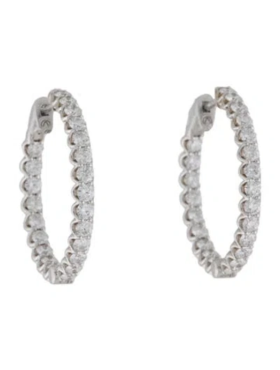 Pre-owned Earrings 18k 2.66ctw Diamond Inside-out Hoop  In Multi