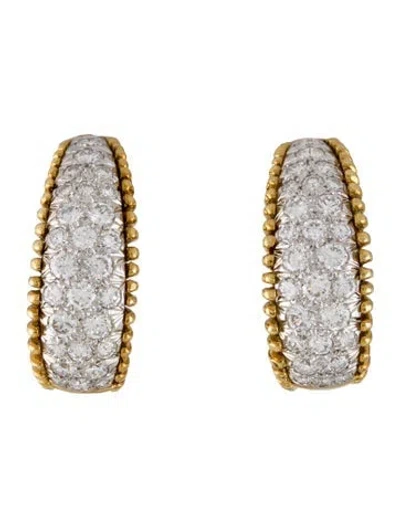 Pre-owned Earrings 18k 2.73ctw Diamond Hoop Earclips In Multi