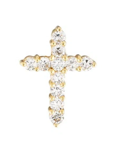 Pre-owned Earrings 18k 2.75ctw Diamond Cross Single Stud Earring In Multi