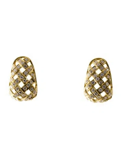 Pre-owned Earrings 18k 2.79ctw Diamond Woven Clip-on  In Multi