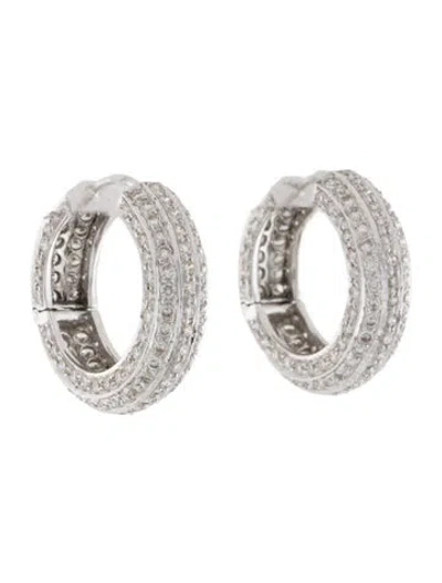 Pre-owned Earrings 18k 2.86ctw Diamond Hoop  In Multi