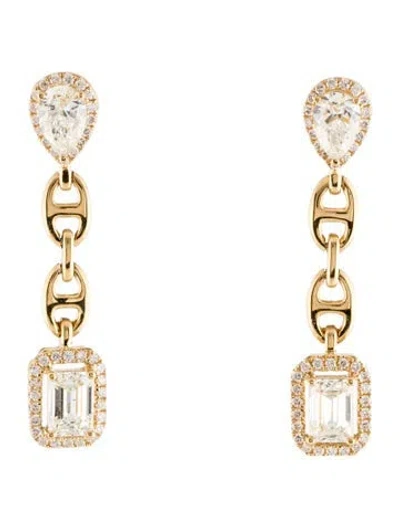 Pre-owned Earrings 18k 2.90ctw Diamond Drop  In Multi