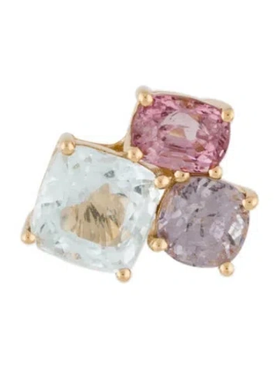 Pre-owned Earrings 18k 2.91ctw Spinel Cluster Single Stud Earring In Multi