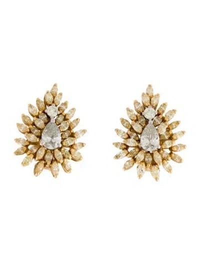 Pre-owned Earrings 18k 2.94ctw Diamond Earclip  In Multi