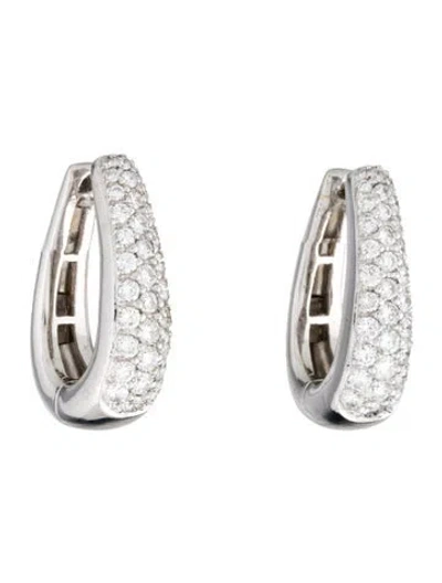 Pre-owned Earrings 18k 2.94ctw Diamond Hoop  In Multi