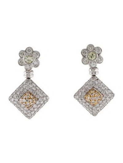 Pre-owned Earrings 18k 2.95ctw Diamond Drop  In Multi