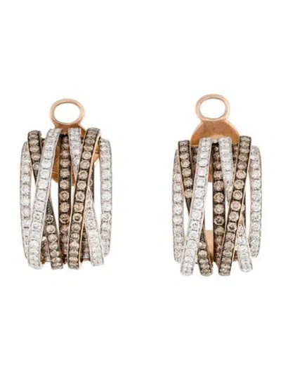 Pre-owned Earrings 18k 2.95ctw Diamond Hoop  In Multi