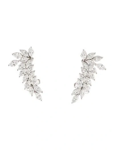 Pre-owned Earrings 18k 3.04ctw Diamond Ear Climbers In Transparent