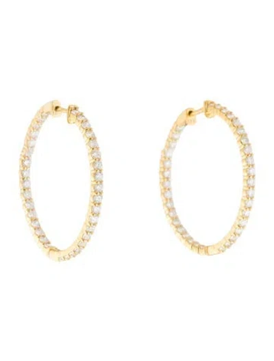 Pre-owned Earrings 18k 3.15ctw Diamond Inside-out Hoop  In Multi