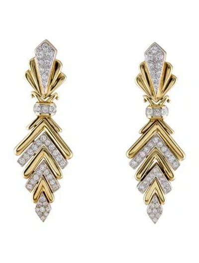 Pre-owned Earrings 18k 3.20ctw Diamond Articulated Chevron Earclip Drop  In Multi