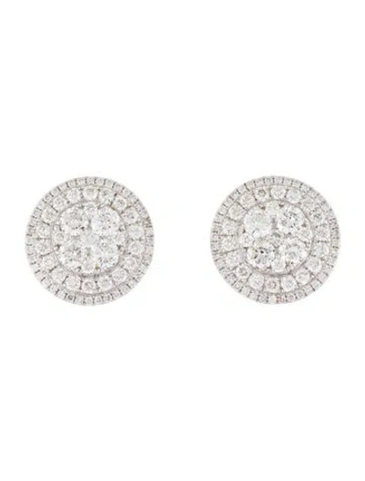 Pre-owned Earrings 18k 3.29ctw Diamond Cluster Stud  In Multi