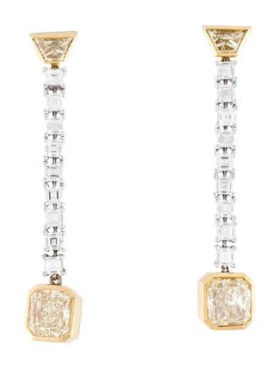 Pre-owned Earrings 18k 3.31ctw Diamond Drop  In Multi