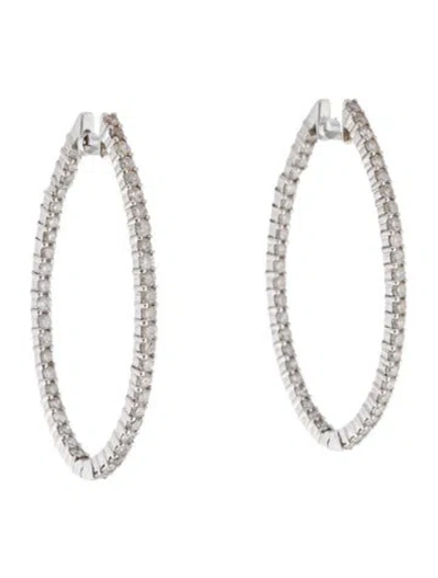 Pre-owned Earrings 18k 3.40ctw Diamond Hoop  In Multi