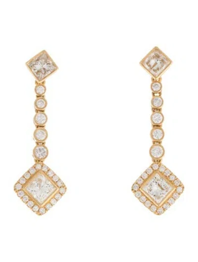 Pre-owned Earrings 18k 3.42ctw Diamond Drop  In Multi