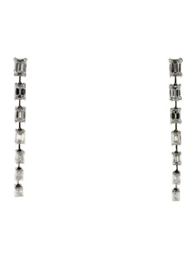 Pre-owned Earrings 18k 3.43ctw Diamond Drop  In Multi