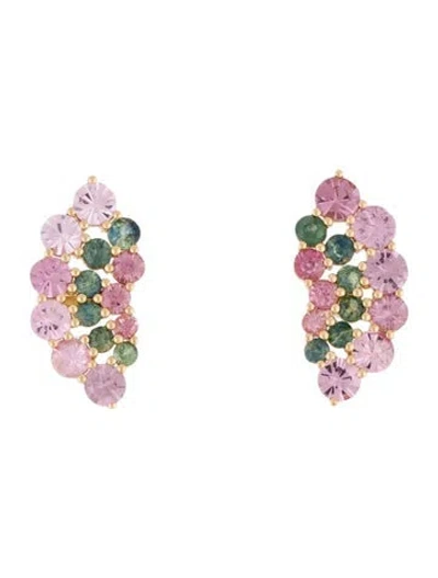 Pre-owned Earrings 18k 3.50ctw Spinel & Sapphire Stud  In Multi