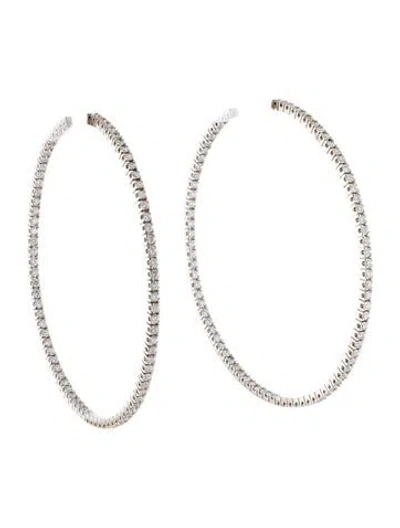 Pre-owned Earrings 18k 3.53ctw Diamond Extra Large Inside-out Hoop  In Multi