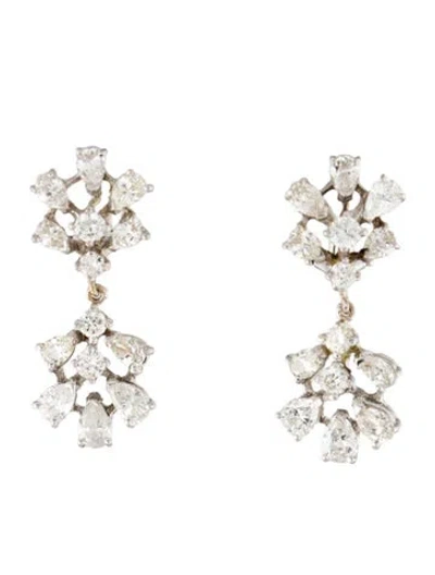 Pre-owned Earrings 18k 3.54ctw Diamond Drop  In Multi