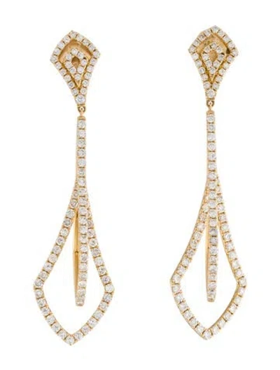 Pre-owned Earrings 18k 3.60ctw Diamond Drop  In Multi