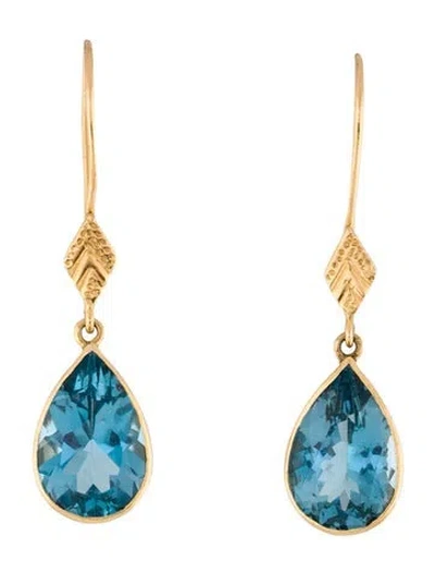 Pre-owned Earrings 18k 3.64ctw Topaz Drop  In Multi