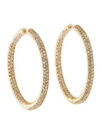Pre-owned Earrings 18k 3.66ctw Diamond Pave Inside Out Hoop  In Multi