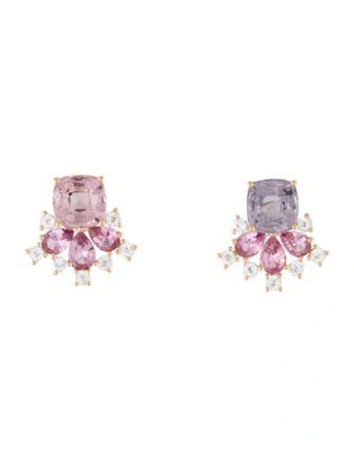 Pre-owned Earrings 18k 3.68ctw Spinel & Topaz Stud  In Multi