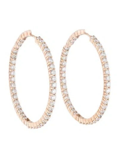 Pre-owned Earrings 18k 3.74ctw Diamond Inside/outside Hoop  In Multi