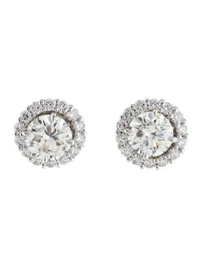 Pre-owned Earrings 18k 3.79ctw Diamond Stud  W/ Halo Earring Jackets In Multi