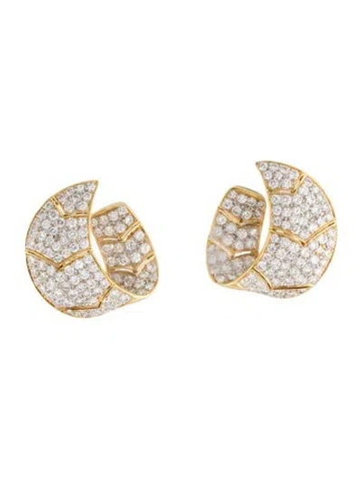 Pre-owned Earrings 18k 3.83ctw Diamond Swirl Clip-on  In Multi