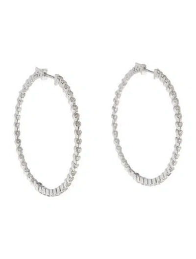 Pre-owned Earrings 18k 3.90ctw Diamond Hoop  In Multi