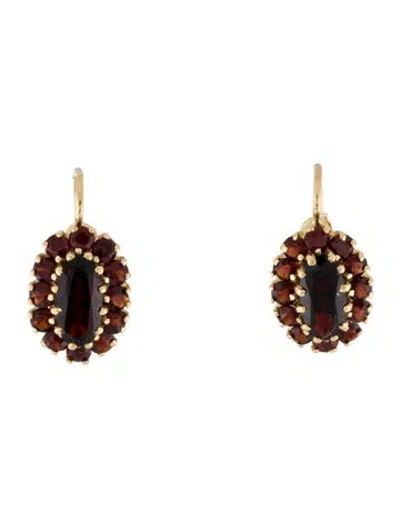Pre-owned Earrings 18k 3.96ctw Garnet Drop  In Multi