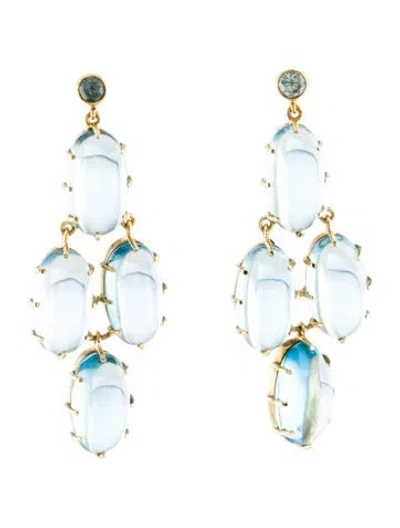 Pre-owned Earrings 18k 40.00ctwtopaz & Zircon Drop  In Multi