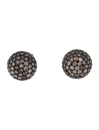 Pre-owned Earrings 18k 4.00ctw Diamond Sphere Stud  In Multi