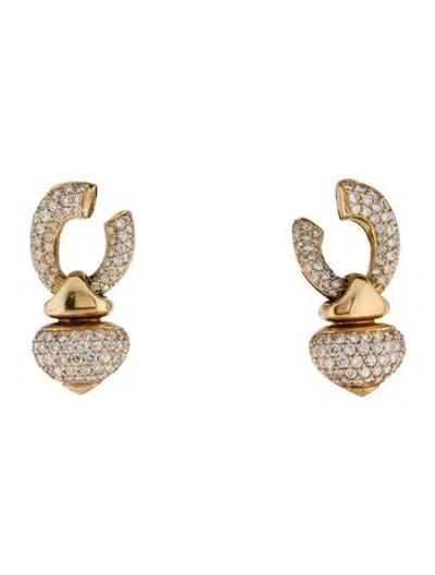 Pre-owned Earrings 18k 4.08ctw Diamond Clip-on Drop  In Multi