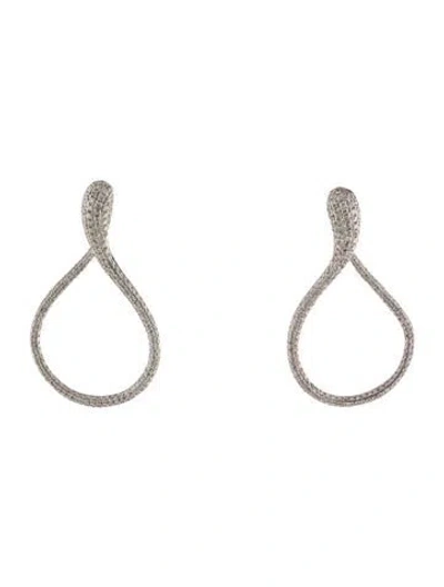 Pre-owned Earrings 18k 4.09ctw Diamond Swirl Hoop Drop  In Multi