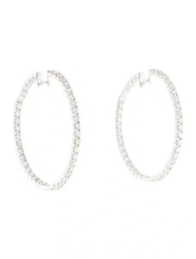 Pre-owned Earrings 18k 4.34ctw Diamond Inside Outside Out Hoop  In Multi