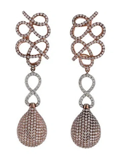 Pre-owned Earrings 18k 4.50ctw Diamond Chandelier Drop  In Multi