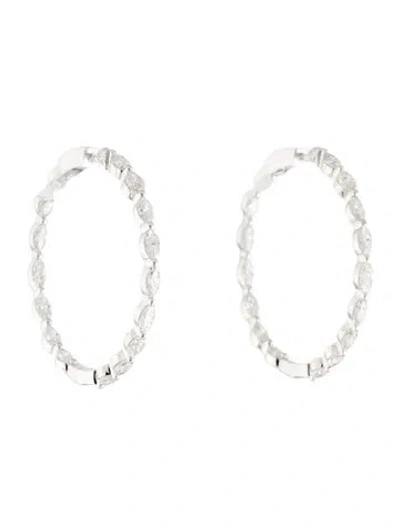Pre-owned Earrings 18k 4.85ctw Diamond Inside-out Hoop  In Multi