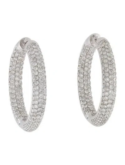 Pre-owned Earrings 18k 4.86ctw Diamond Inside-out Hoops In Multi