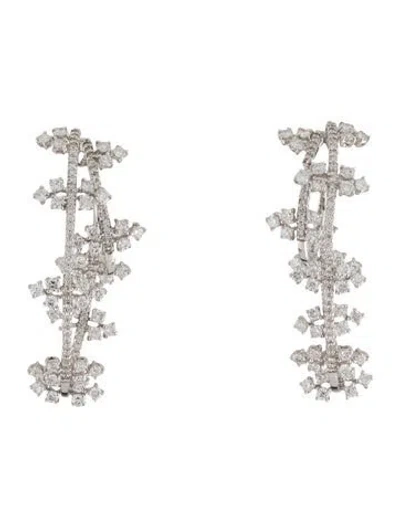 Pre-owned Earrings 18k 4.89ctw Diamond Hoop  In Multi