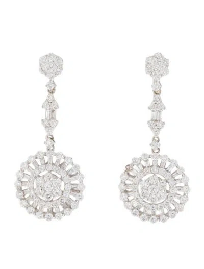 Pre-owned Earrings 18k 5.09ctw Diamond Drop Earclip  In Multi