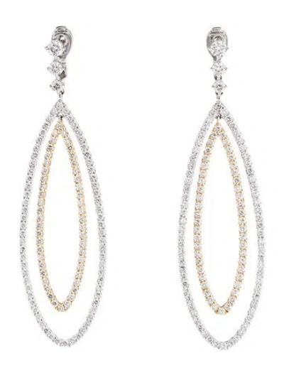 Pre-owned Earrings 18k 5.32ctw Diamond Drop  In Multi